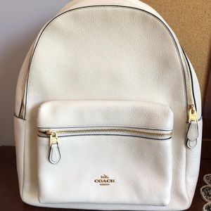 charlie chalk white coach backpack, NEVER USED!